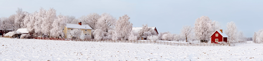 Winter landscape in a cold Sweden.