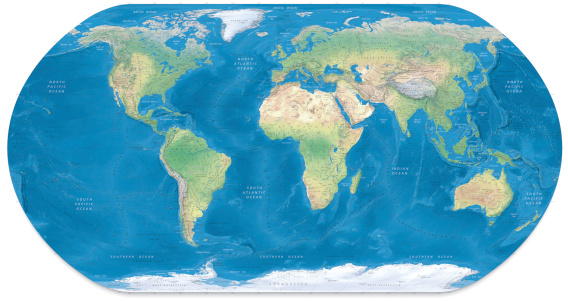 3D world map on green wavy background 3d image 3D Rendering Image