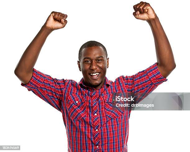 Male Portrait Stock Photo - Download Image Now - African-American Ethnicity, Arms Raised, University Student