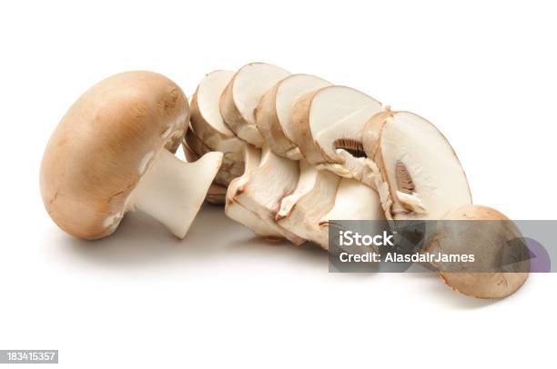 Chestnut Mushroom Sliced Stock Photo - Download Image Now - Arrangement, Brown, Chopped Food