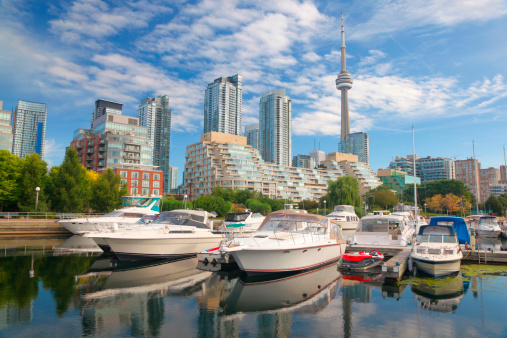 Toronto Downtown from the boat. Ontario, Canada. High quality photo