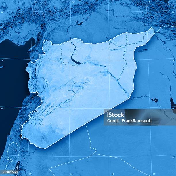 랏차부리 Topographic 맵 시리아에 대한 스톡 사진 및 기타 이미지 - 시리아, 지도, 인공위성 뷰