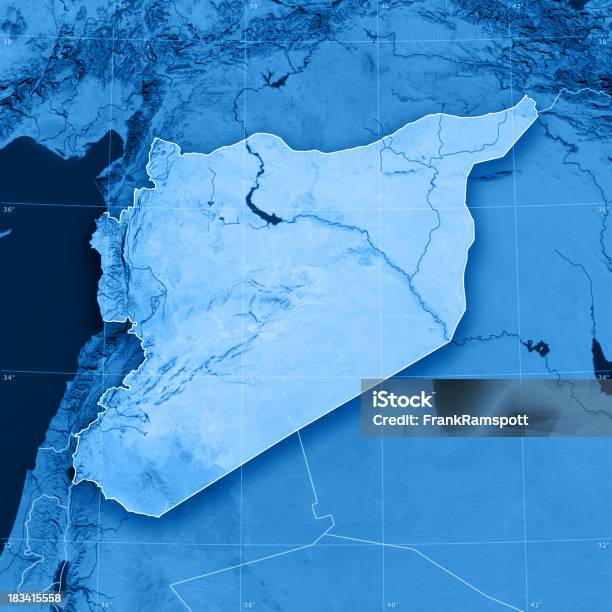 Foto de Síria Topographic Mapa e mais fotos de stock de Síria - Síria, Mapa, Imagem de Satélite