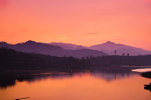 Mountains at Sunrise in Thailand stock photo