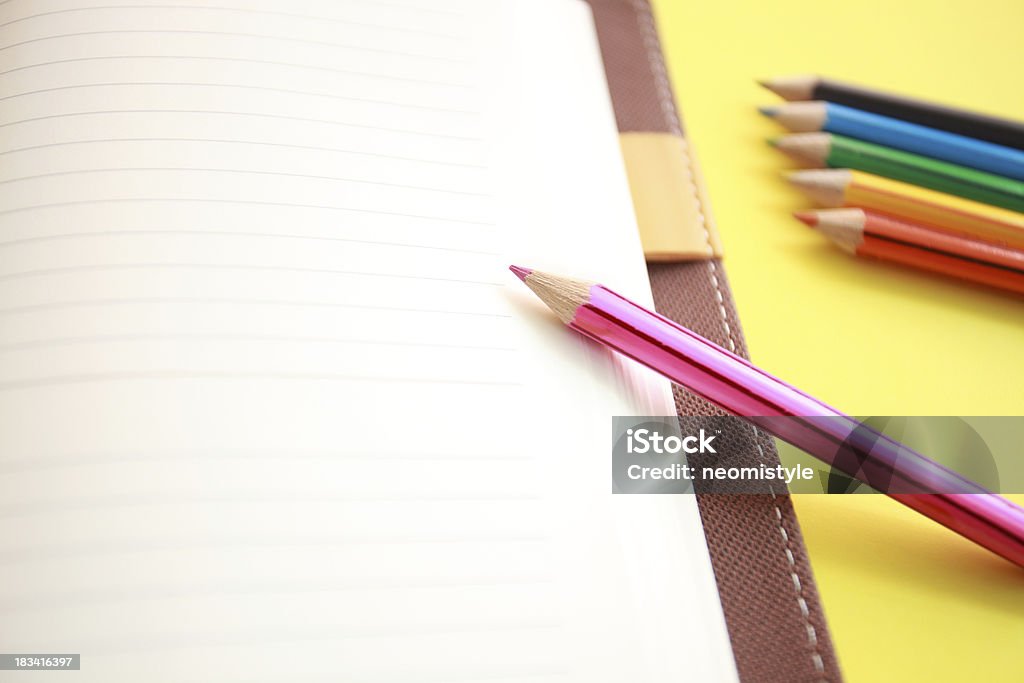 Colored pencil Colored pencil and Diary Blank Stock Photo