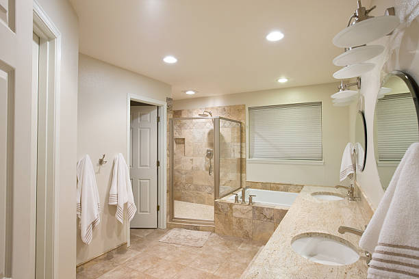 Remodeled Master Bathroom Remodeled master bathroom. This is after a remodel took place. Before Remodel. Travertine stock pictures, royalty-free photos & images