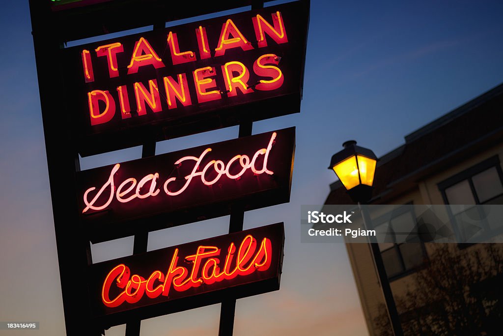 Placa de Neon do restaurante - Foto de stock de Bar royalty-free