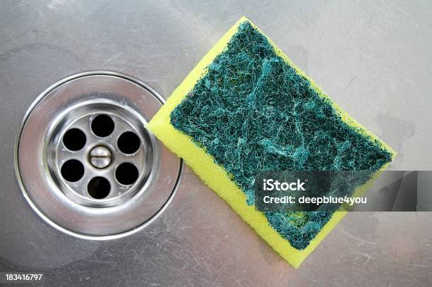 Back Side Of A Sponge After Cleaning The Sink Stock Photo - Download Image Now - Bath Sponge, Cleaning, Cut Out