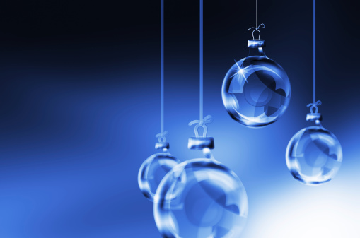 fine glass christmas ornaments over gradient blue backgroundChristmas and Winter collection!