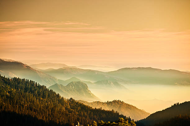 ミストのシエラネバダ山脈 - stanislaus national forest ストックフォトと画像