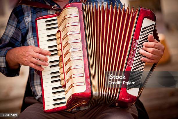 Uomo Suona Accordian - Fotografie stock e altre immagini di Fisarmonica - Strumento - Fisarmonica - Strumento, Giocare, Tipo di danza