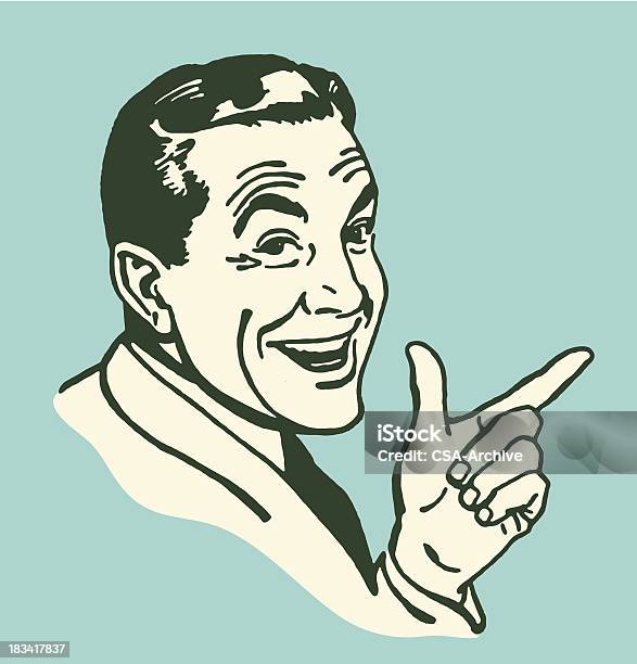 Pointing Man Stock Illustration - Download Image Now - Retro Style, Old-fashioned, Men