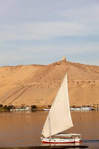 View over the Nile and Elephantine Island at Aswan in morning light.