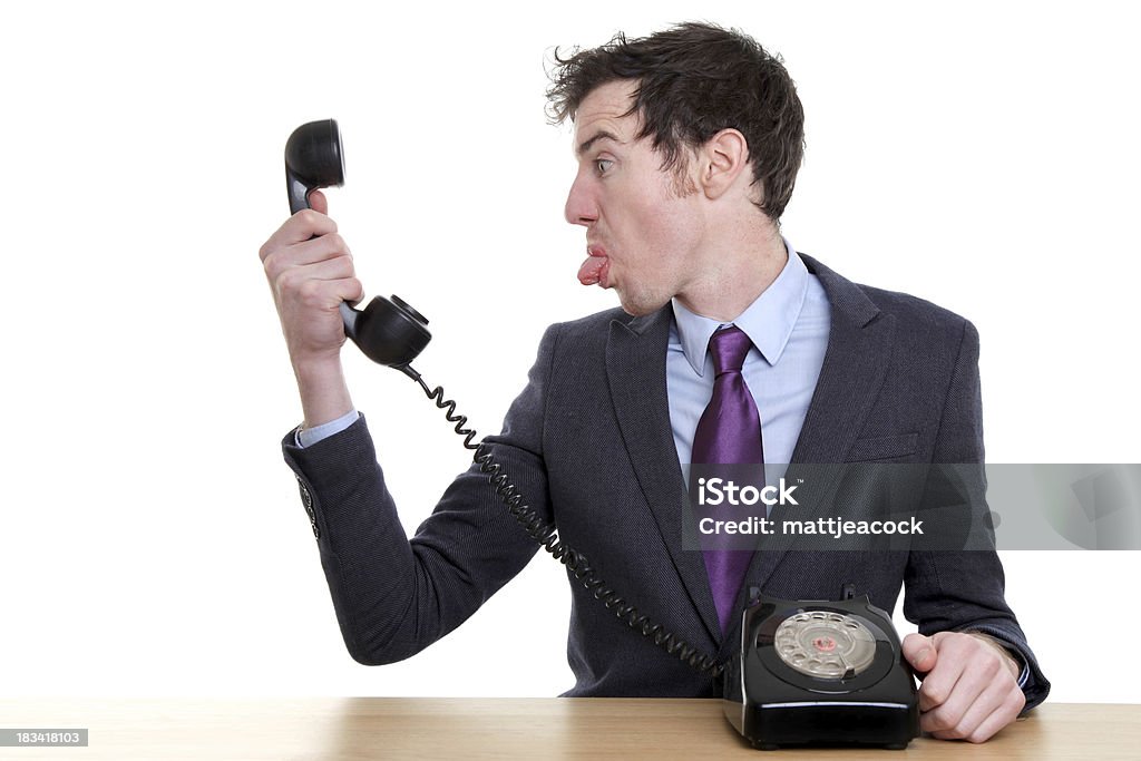 ビジネスの男性 behaving rude にお電話 - 1人のロイヤリティフリーストックフォト
