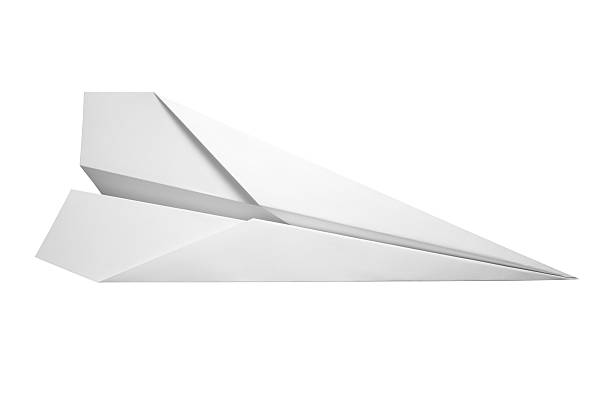 Paper Airplane "Top view of a paper airplane, isolated on white background. Clipping path included." gliding stock pictures, royalty-free photos & images