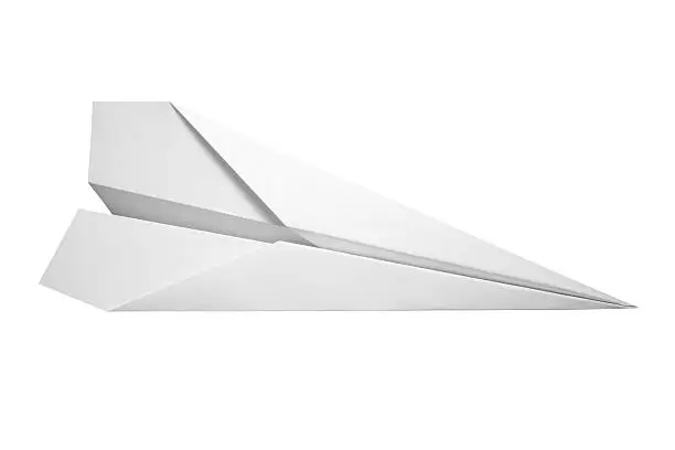 "Top view of a paper airplane, isolated on white background. Clipping path included."