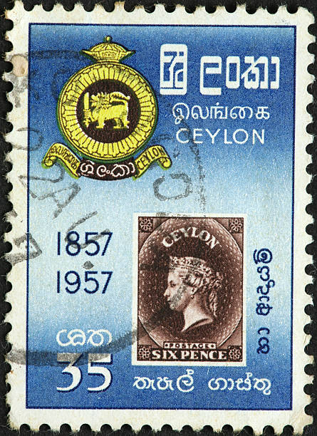 istock old Ceylon stamp celebrating 100 years of mail service 183418804