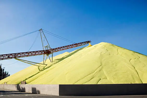 Sulphur refinery stockpile.