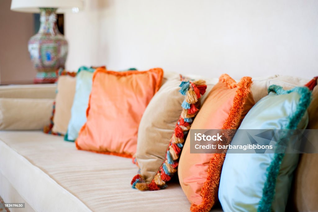 Pillow with vibrant colors. Cozy Stock Photo