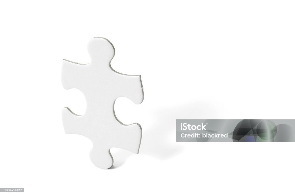 Puzzle "White puzzle standing, isolated on white background." Blank Stock Photo