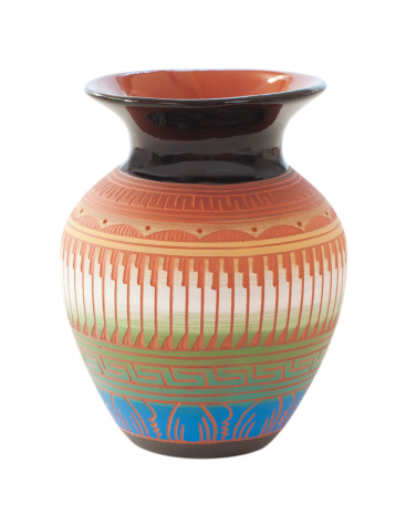 Stylish decorative textured clay vase