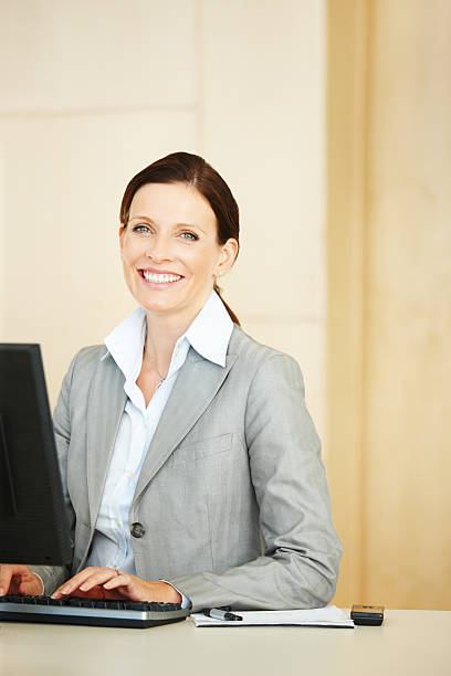 istock Business woman working in office 183420458