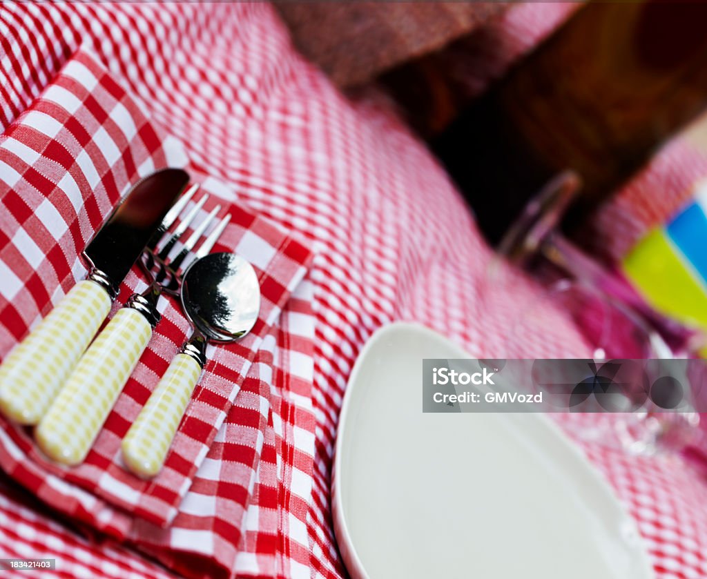 Tavolo da Picnic con del cibo - Foto stock royalty-free di A quadri