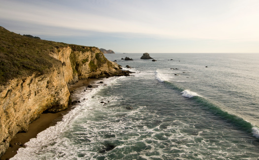 The view south along the coast from Arch Rock in Point Reyes National Seashore.