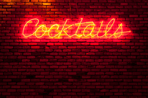 Cocktail light up sign outside a nightclub restaurant
