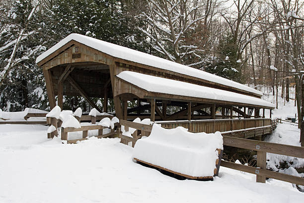 istock Covered Bridge in Winter - Youngstown, Ohio 183421935