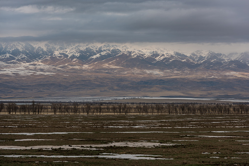 The picturesque foothills of the Dzhungar Alatau in the vicinity of the Kazakh city of Saryozek on an autumn day