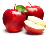 Fresh red apples on white background