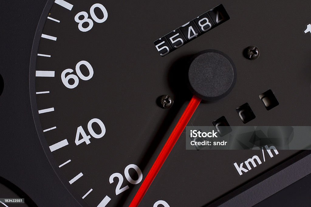 Speedometer Car dashboard closeup. Odometer Stock Photo