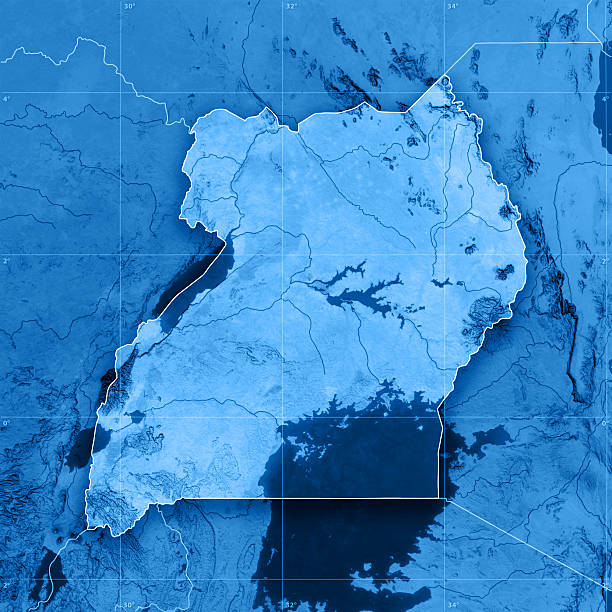 ウガンダ topographic マップ - lake victoria ストックフォトと画像