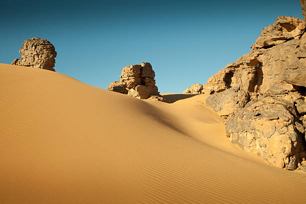 istock Rock landscape in Libyan Sahara desert 183422930