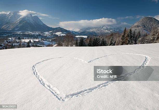 Snow Heart Love Winter Panorama Stock Photo - Download Image Now - Heart Shape, Mountain, Snow