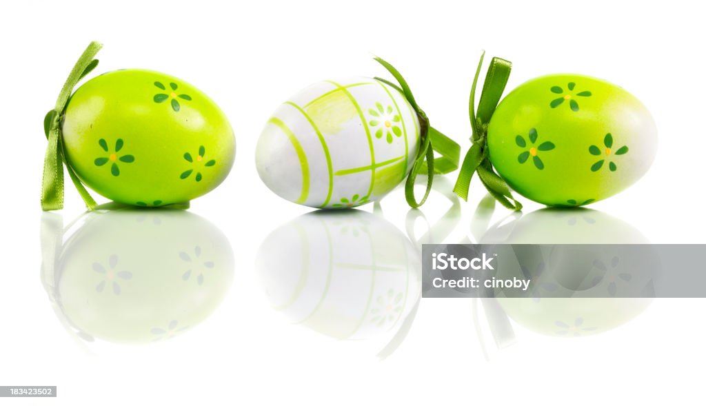 Green Easter Eggs three Green Easter Eggs isolated on white with reflection Easter Egg Stock Photo