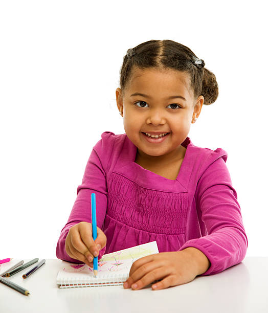 istock Happy Preschooler with Drawing 183423603