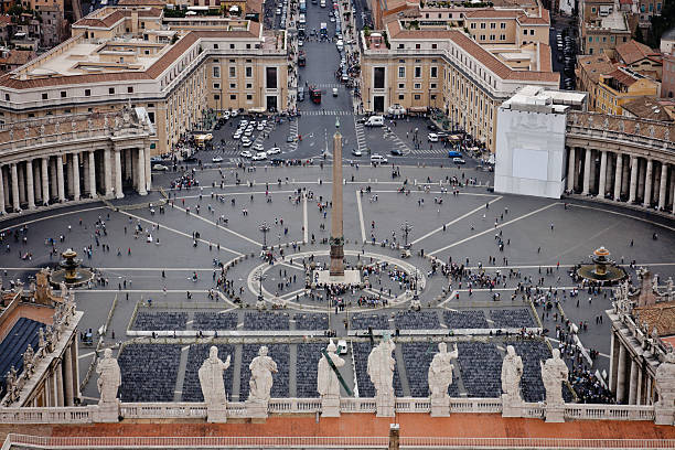 공중 뷰 plaza de san pedro - statue architecture st peters basilica vatican 뉴스 사진 이미지