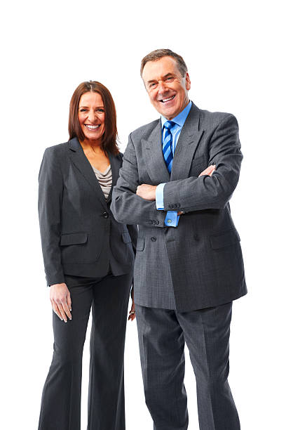 istock Mature couple isolated on white background looking into camera 183423783