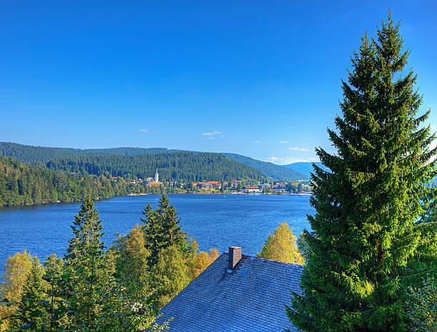 Horizontal view on the main village of titisee.