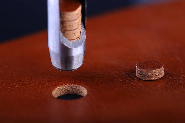 Hole in a Leather stock photo