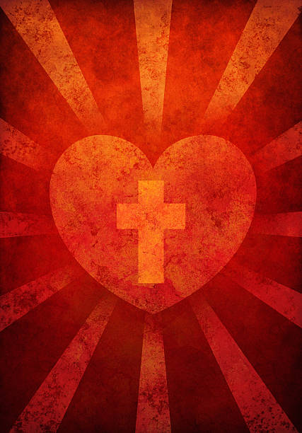 illustrazioni stock, clip art, cartoni animati e icone di tendenza di sacred cuore - christianity cross shape dirty grunge