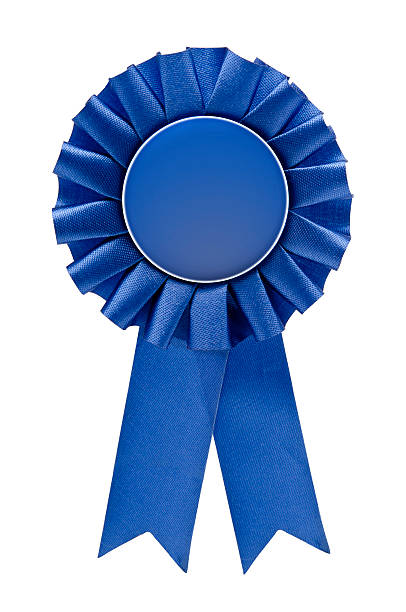 azul ribbon - ribbon award perfection winning fotografías e imágenes de stock