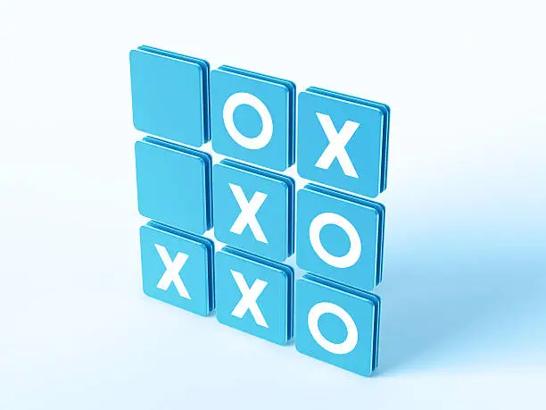 3D Render of a Tic Tac Toe Game built with blue square pieces. Very high resolution available! Use it for Your own composings!