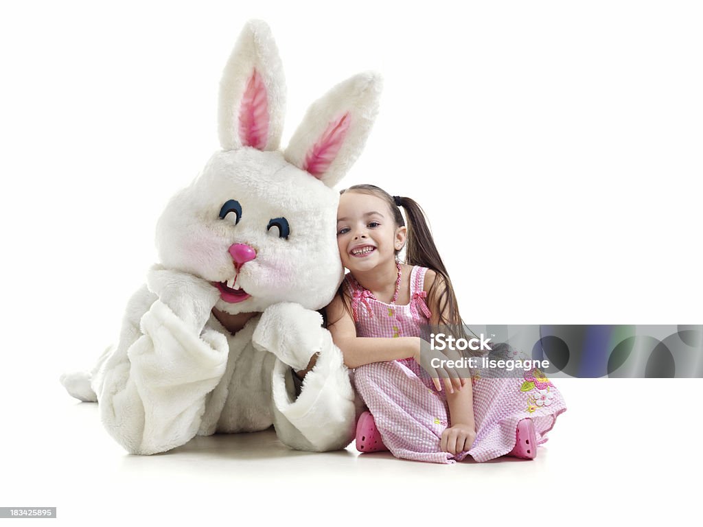 Kleines Mädchen mit bunny fighting - Lizenzfrei Osterhase Stock-Foto