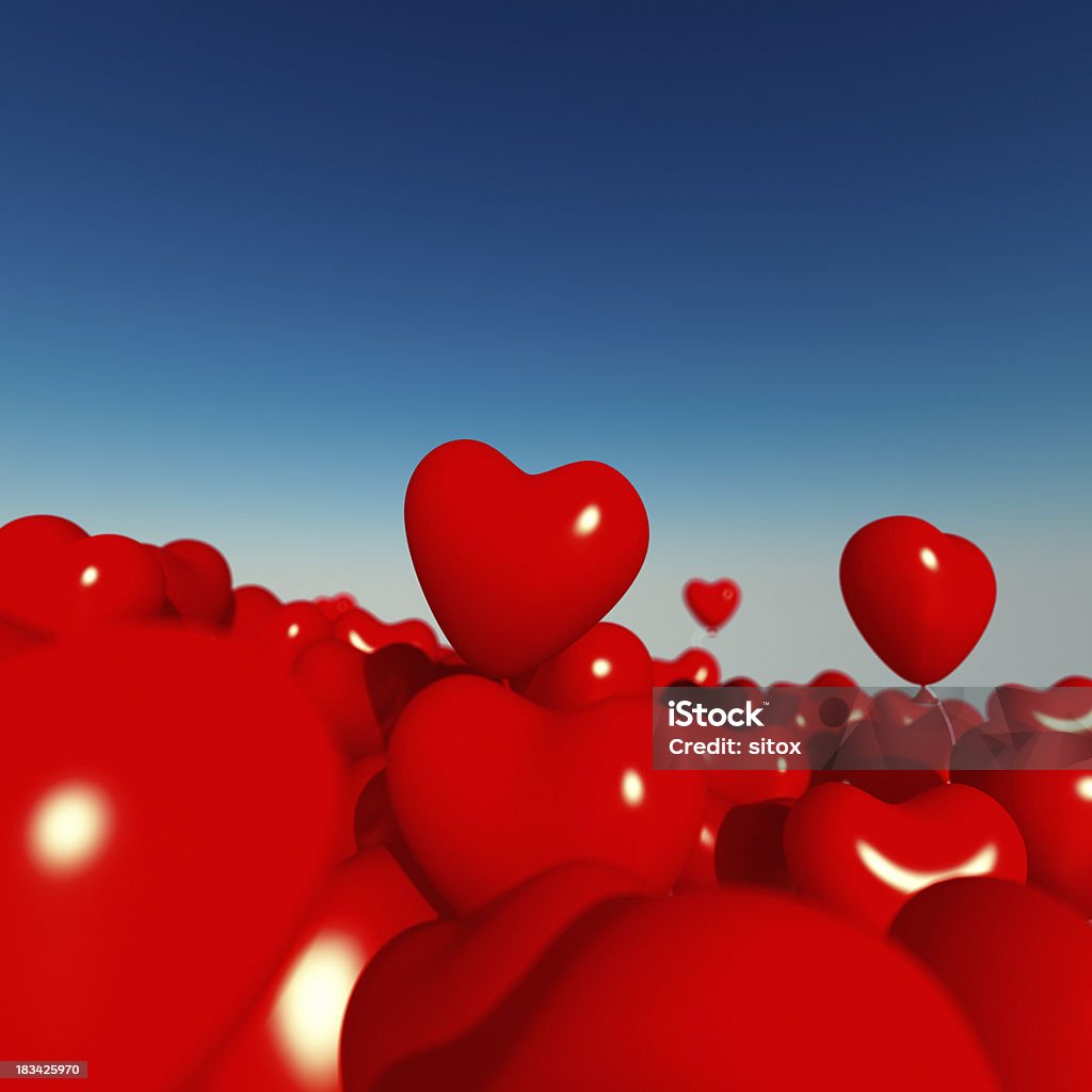 Ocean de coração vermelho em forma de Balões - Royalty-free Amor Foto de stock