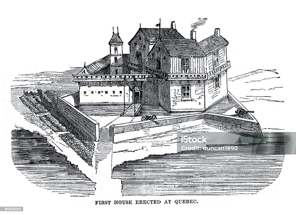 Casa Colonial fortificados - Ilustração de Antigo royalty-free