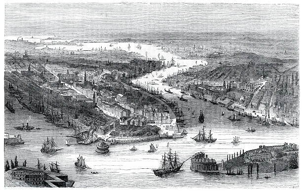 city of new york in 1860 - 18th century style stock-grafiken, -clipart, -cartoons und -symbole