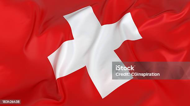 Majestoso Suíça Bandeira - Fotografias de stock e mais imagens de Bandeira - Bandeira, Suíça, Bandeira Nacional